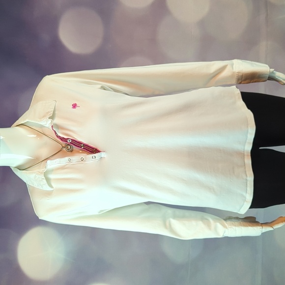 Lilly Pulitzer Tops - Lilly Pulitzer sz L Slim Long Sleeve Cotton Polo Shirt with Palm Tree Logo